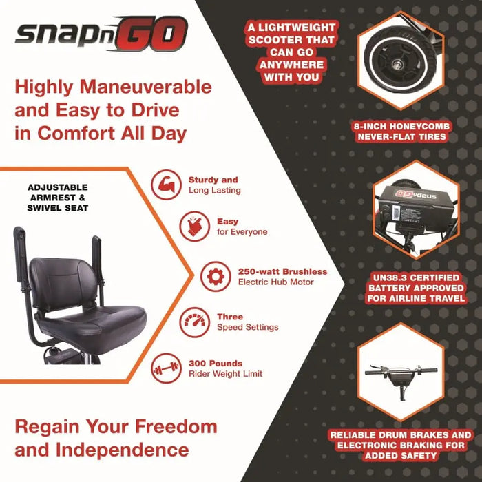 SNAPnGO Mobility Scooter Deluxe Edition