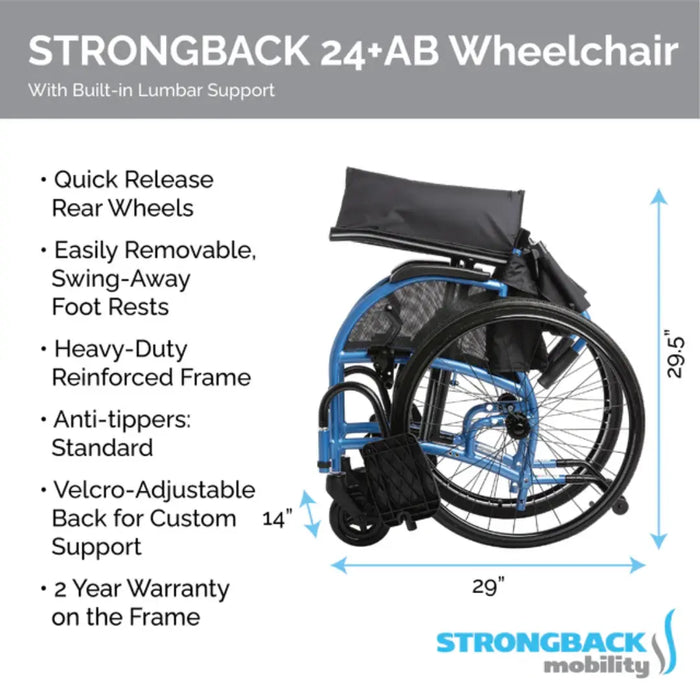 Strongback Mobility Comfort : 24+AB Wheelchair